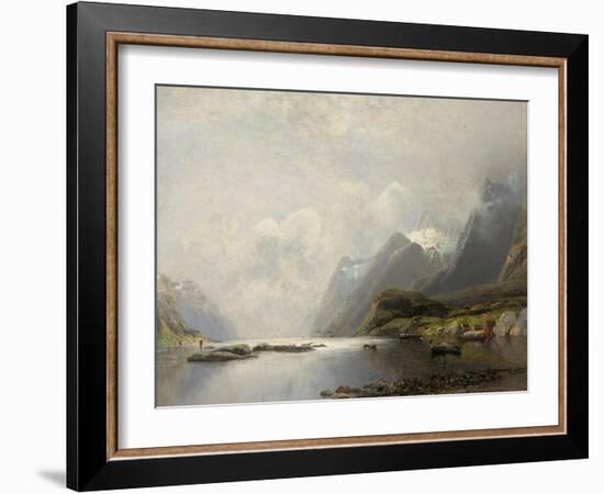 Landscape with Fjord, Steam Boats and Sailing Ships-Adolf Schweitzer-Framed Giclee Print