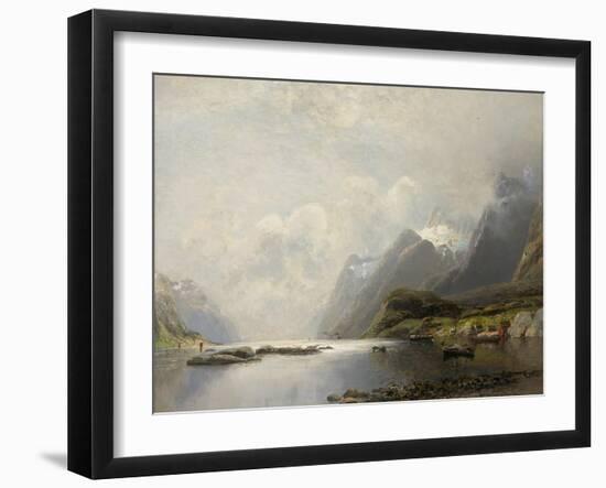 Landscape with Fjord, Steam Boats and Sailing Ships-Adolf Schweitzer-Framed Giclee Print