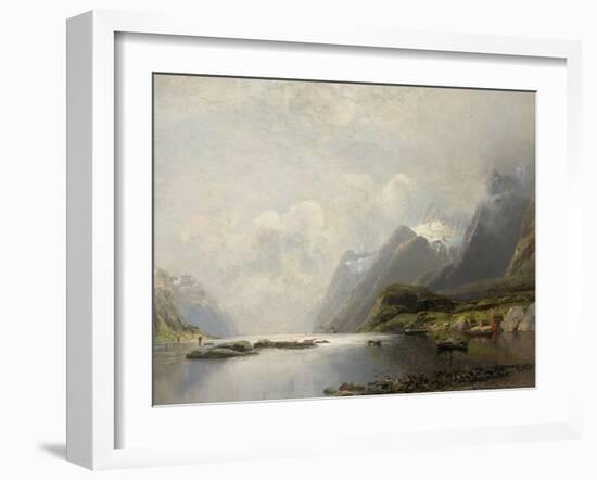 Landscape with Fjord, Steam Boats and Sailing Ships-Adolf Schweitzer-Framed Giclee Print