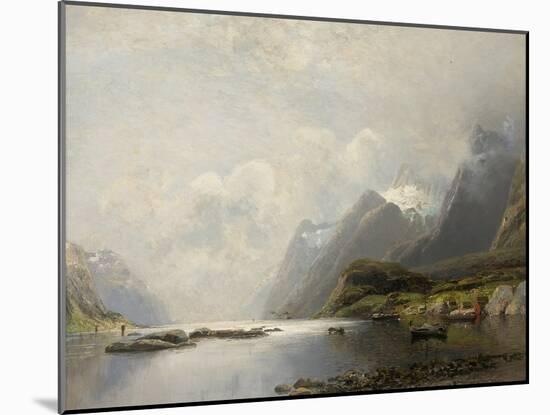 Landscape with Fjord, Steam Boats and Sailing Ships-Adolf Schweitzer-Mounted Giclee Print