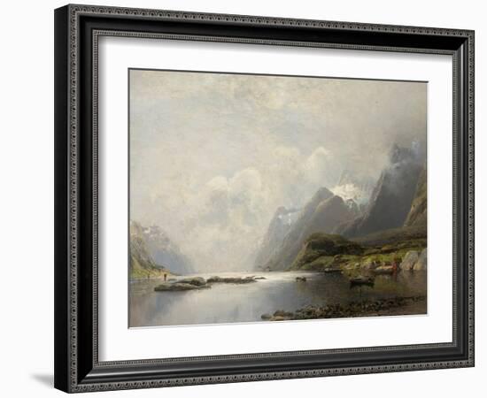 Landscape with Fjord, Steam Boats and Sailing Ships-Adolf Schweitzer-Framed Giclee Print