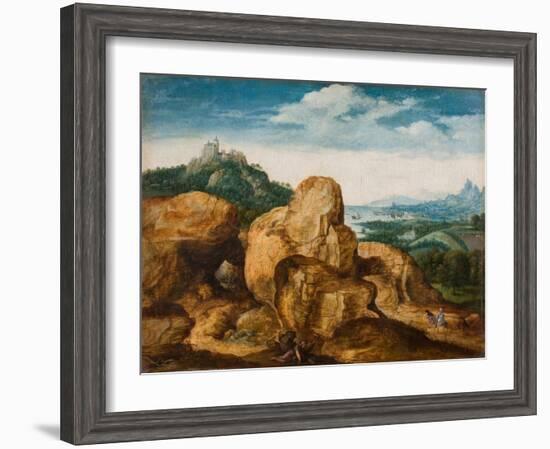 Landscape with Flight into Egypt, Ca 1545-Cornelis Massys-Framed Giclee Print