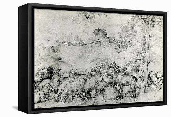 Landscape with Flock of Sheep, C1520-Titian (Tiziano Vecelli)-Framed Premier Image Canvas