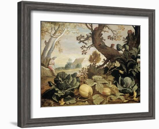 Landscape with Fruits and Vegetables in the Foreground, Abraham Bloemaert-Abraham Bloemaert-Framed Art Print