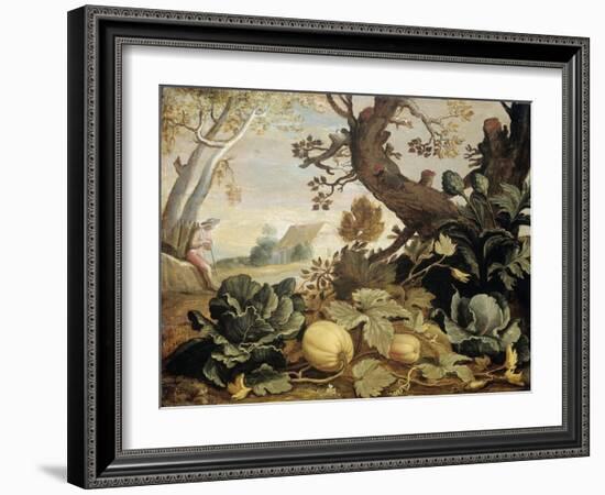 Landscape with Fruits and Vegetables in the Foreground, Abraham Bloemaert-Abraham Bloemaert-Framed Art Print