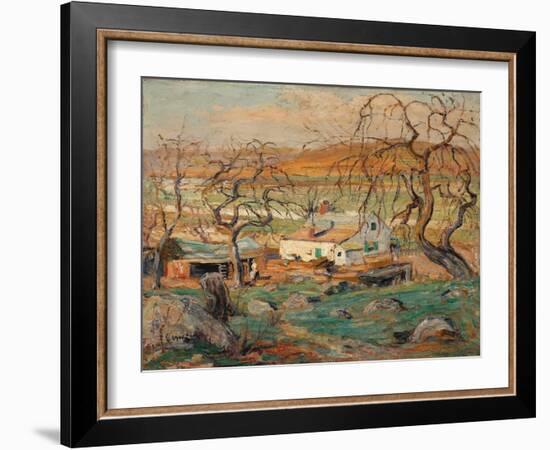 Landscape with Gnarled Trees (Oil on Cardboard)-Ernest Lawson-Framed Giclee Print