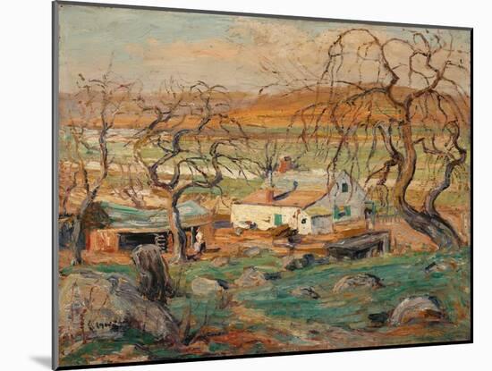 Landscape with Gnarled Trees (Oil on Cardboard)-Ernest Lawson-Mounted Giclee Print