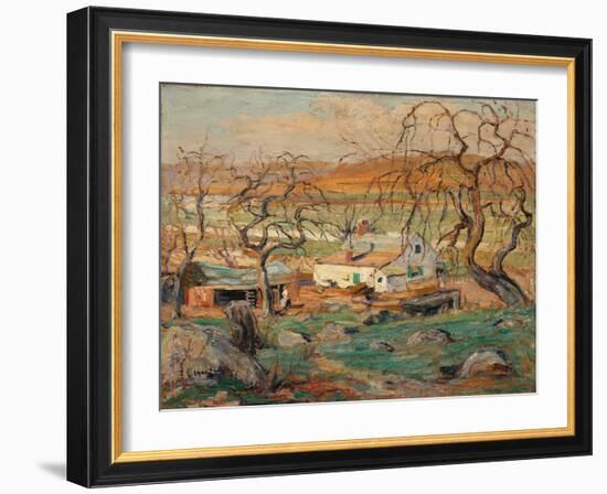 Landscape with Gnarled Trees (Oil on Cardboard)-Ernest Lawson-Framed Giclee Print