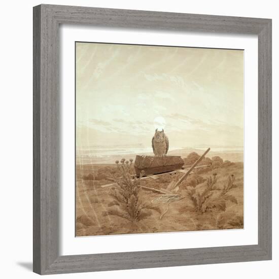 Landscape with Grave, Coffin and Owl-Caspar David Friedrich-Framed Giclee Print