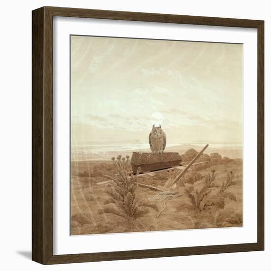 Landscape with Grave, Coffin and Owl-Caspar David Friedrich-Framed Giclee Print