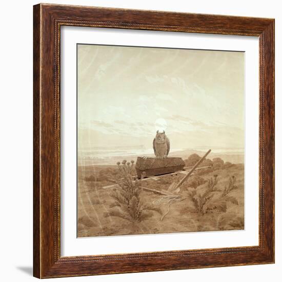 Landscape with Grave, Coffin and Owl-Caspar David Friedrich-Framed Giclee Print