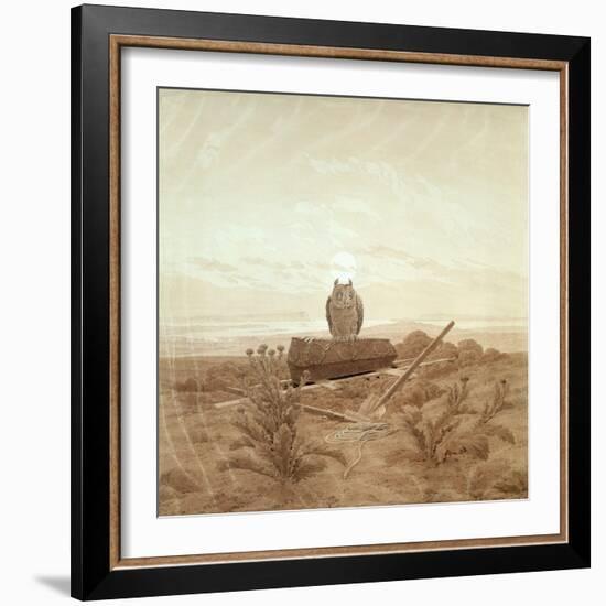 Landscape with Grave, Coffin and Owl-Caspar David Friedrich-Framed Giclee Print