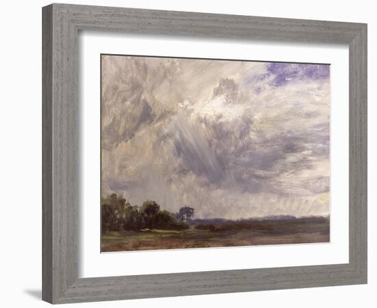 Landscape with Grey Windy Sky, C.1821-30 (Oil on Paper Laid Down on Millboard)-John Constable-Framed Giclee Print