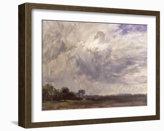 Landscape with Grey Windy Sky, C.1821-30 (Oil on Paper Laid Down on Millboard)-John Constable-Framed Giclee Print