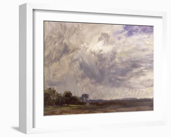 Landscape with Grey Windy Sky, C.1821-30 (Oil on Paper Laid Down on Millboard)-John Constable-Framed Giclee Print