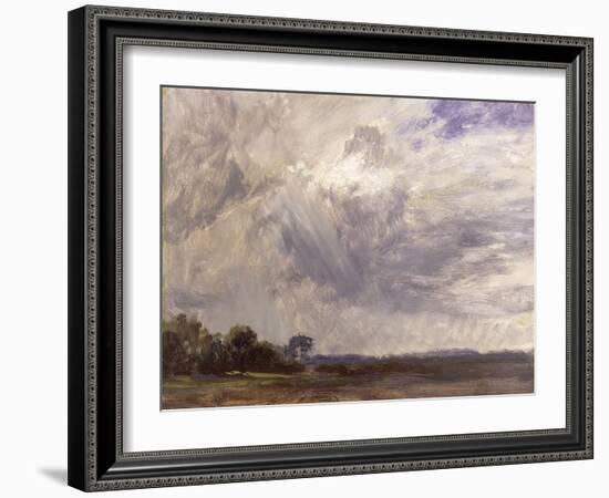 Landscape with Grey Windy Sky, C.1821-30 (Oil on Paper Laid Down on Millboard)-John Constable-Framed Giclee Print