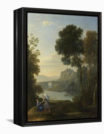 Landscape with Hagar and the Angel, 1646-Claude Lorraine-Framed Premier Image Canvas
