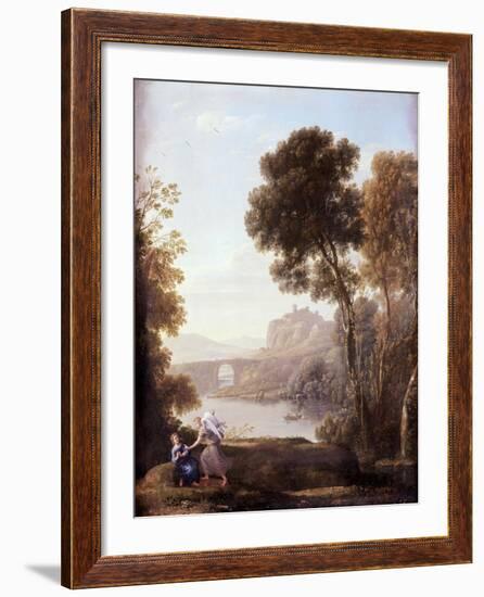 Landscape with Hagar and the Angel, 1646-Claude Lorraine-Framed Giclee Print