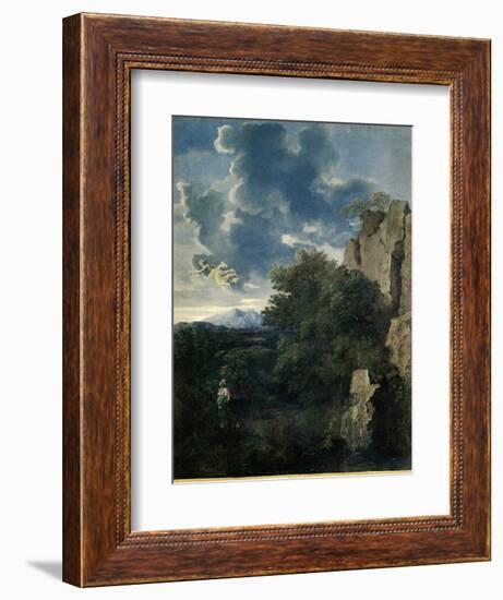 Landscape with Hagar and the Angel-Nicolas Poussin-Framed Giclee Print