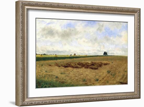 Landscape with Haystacks-Federico Zandomeneghi-Framed Giclee Print