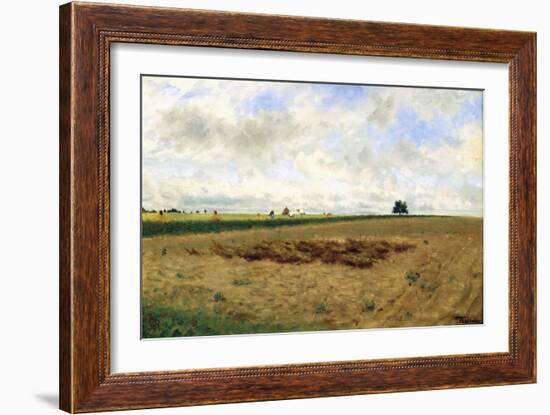 Landscape with Haystacks-Federico Zandomeneghi-Framed Giclee Print