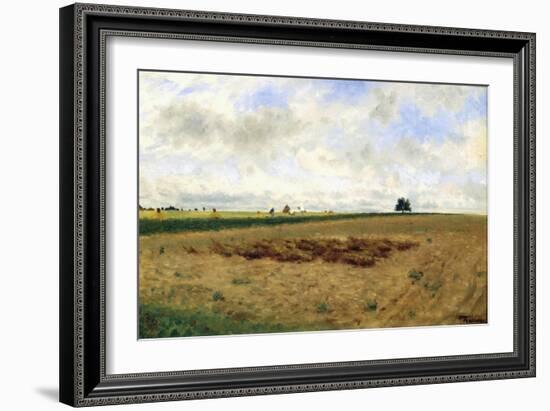 Landscape with Haystacks-Federico Zandomeneghi-Framed Giclee Print