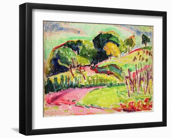 Landscape with Hills (Oil on Panel)-Alfred Henry Maurer-Framed Giclee Print