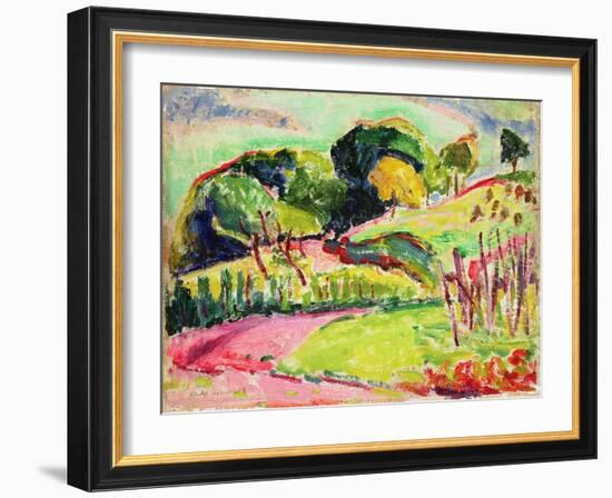 Landscape with Hills (Oil on Panel)-Alfred Henry Maurer-Framed Giclee Print