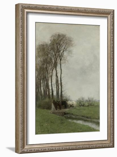 Landscape with Horses and a Well-Anton Mauve-Framed Art Print