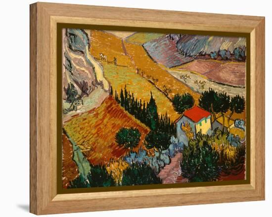 Landscape with House and Ploughman, 1889-Vincent van Gogh-Framed Premier Image Canvas