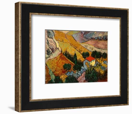 Landscape with House and Ploughman, 1889-Vincent van Gogh-Framed Giclee Print