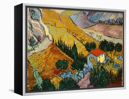 Landscape with House and Ploughman, 1889-Vincent van Gogh-Framed Premier Image Canvas