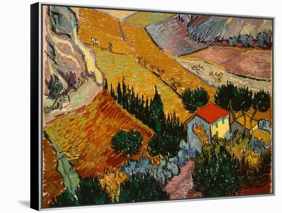 Landscape with House and Ploughman, 1889-Vincent van Gogh-Framed Premier Image Canvas