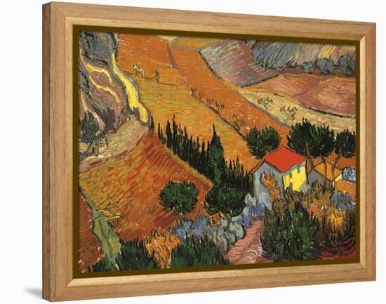 Landscape with House and Ploughman, 1889-Vincent van Gogh-Framed Premier Image Canvas