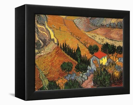 Landscape with House and Ploughman, 1889-Vincent van Gogh-Framed Premier Image Canvas