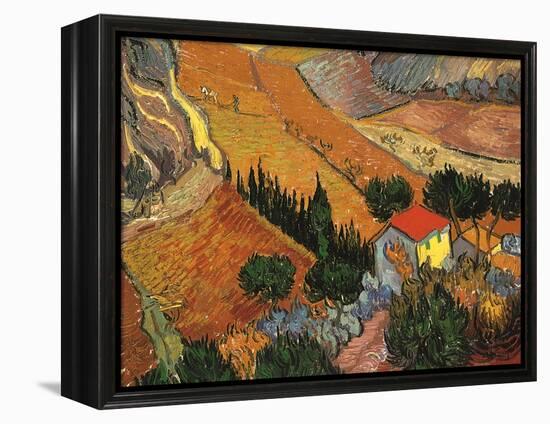 Landscape with House and Ploughman, 1889-Vincent van Gogh-Framed Premier Image Canvas