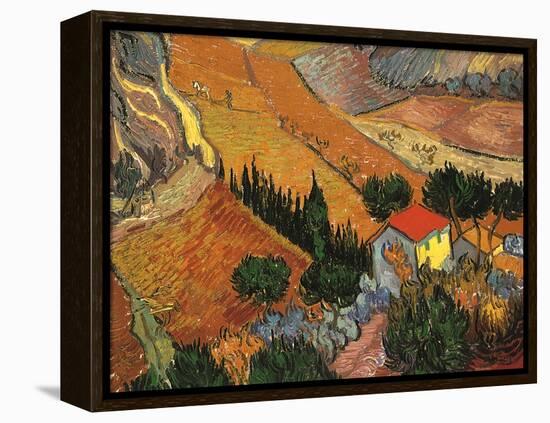 Landscape with House and Ploughman, 1889-Vincent van Gogh-Framed Premier Image Canvas