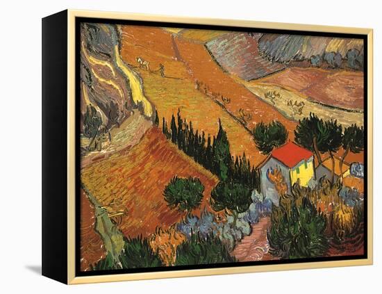 Landscape with House and Ploughman, 1889-Vincent van Gogh-Framed Premier Image Canvas