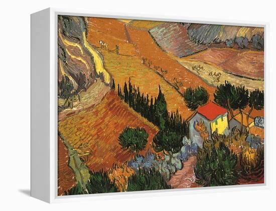 Landscape with House and Ploughman, 1889-Vincent van Gogh-Framed Premier Image Canvas