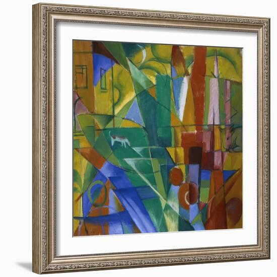 Landscape with House, Dog and Cow, 1914-Franz Marc-Framed Giclee Print