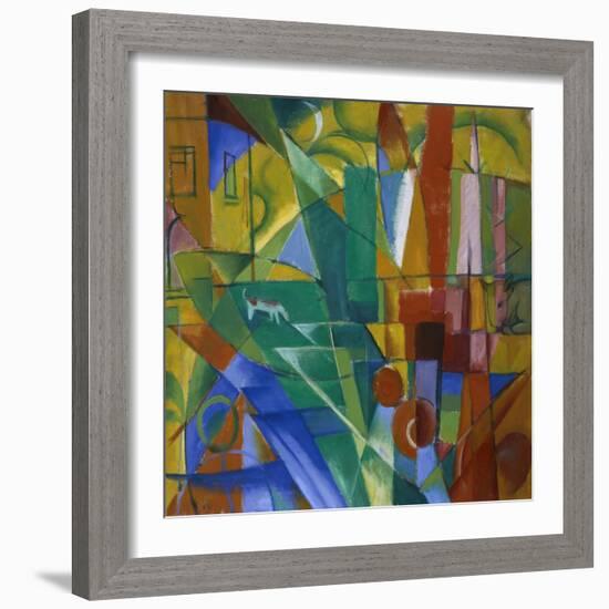 Landscape with House, Dog and Cow, 1914-Franz Marc-Framed Giclee Print