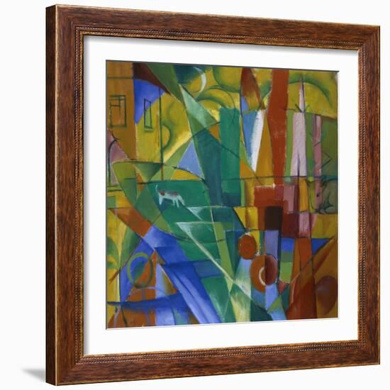 Landscape with House, Dog and Cow, 1914-Franz Marc-Framed Giclee Print