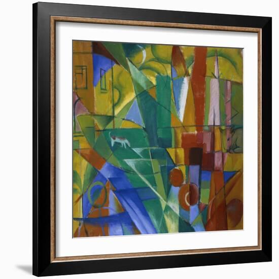 Landscape with House, Dog and Cow, 1914-Franz Marc-Framed Giclee Print