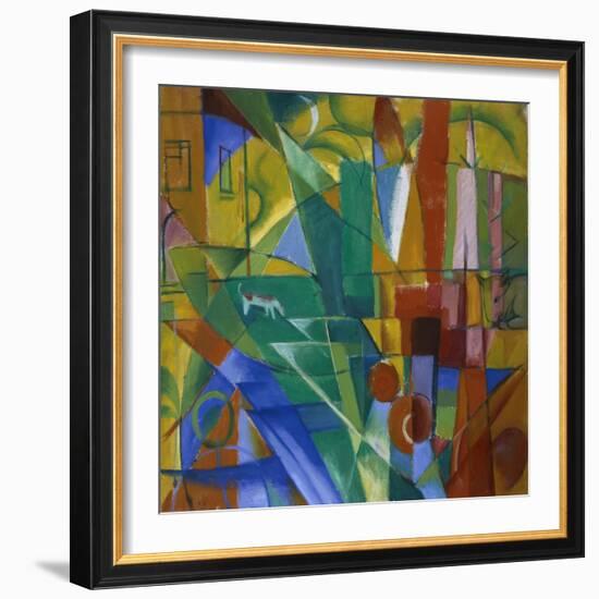 Landscape with House, Dog and Cow, 1914-Franz Marc-Framed Giclee Print