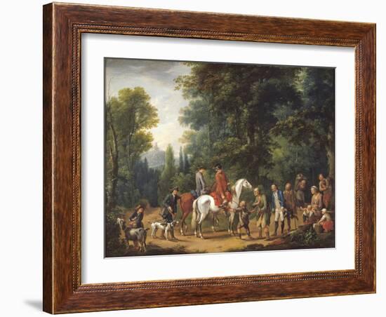 Landscape with Huntsmen and Beggars-Johann Andreas Herrlein-Framed Giclee Print