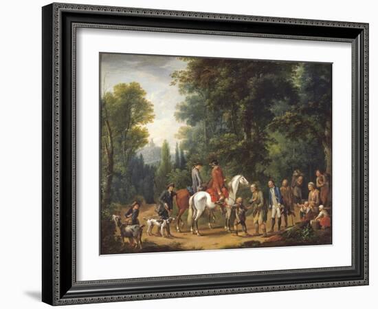 Landscape with Huntsmen and Beggars-Johann Andreas Herrlein-Framed Giclee Print