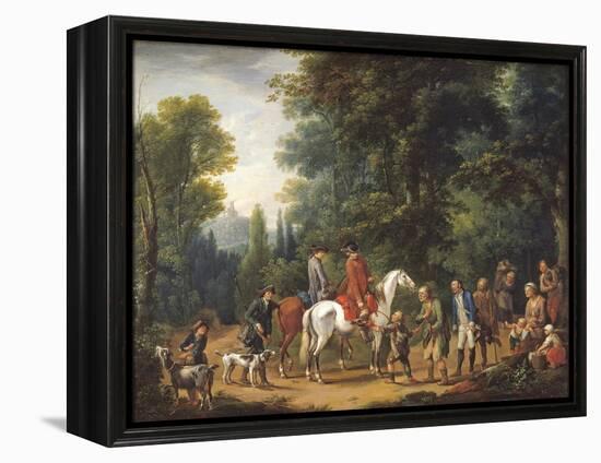 Landscape with Huntsmen and Beggars-Johann Andreas Herrlein-Framed Premier Image Canvas