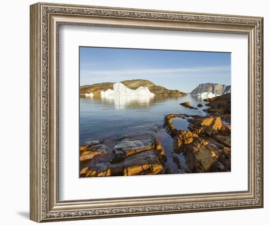 Landscape with icebergs in the Uummannaq fjord system, northwest Greenland, Denmark-Martin Zwick-Framed Photographic Print