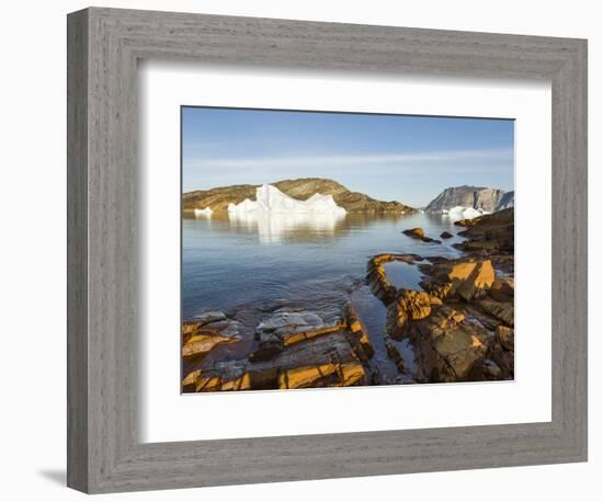 Landscape with icebergs in the Uummannaq fjord system, northwest Greenland, Denmark-Martin Zwick-Framed Photographic Print