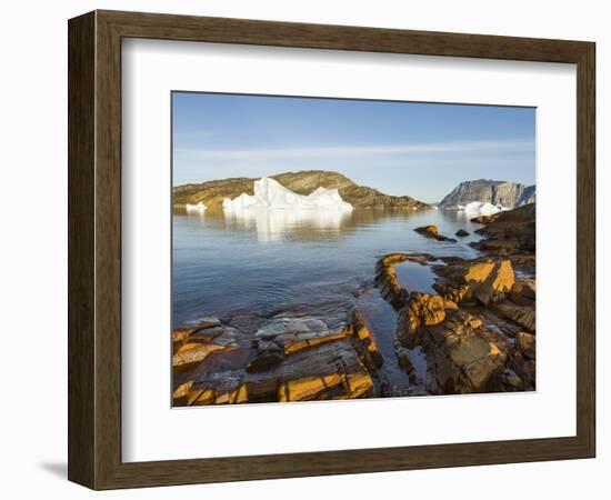 Landscape with icebergs in the Uummannaq fjord system, northwest Greenland, Denmark-Martin Zwick-Framed Photographic Print